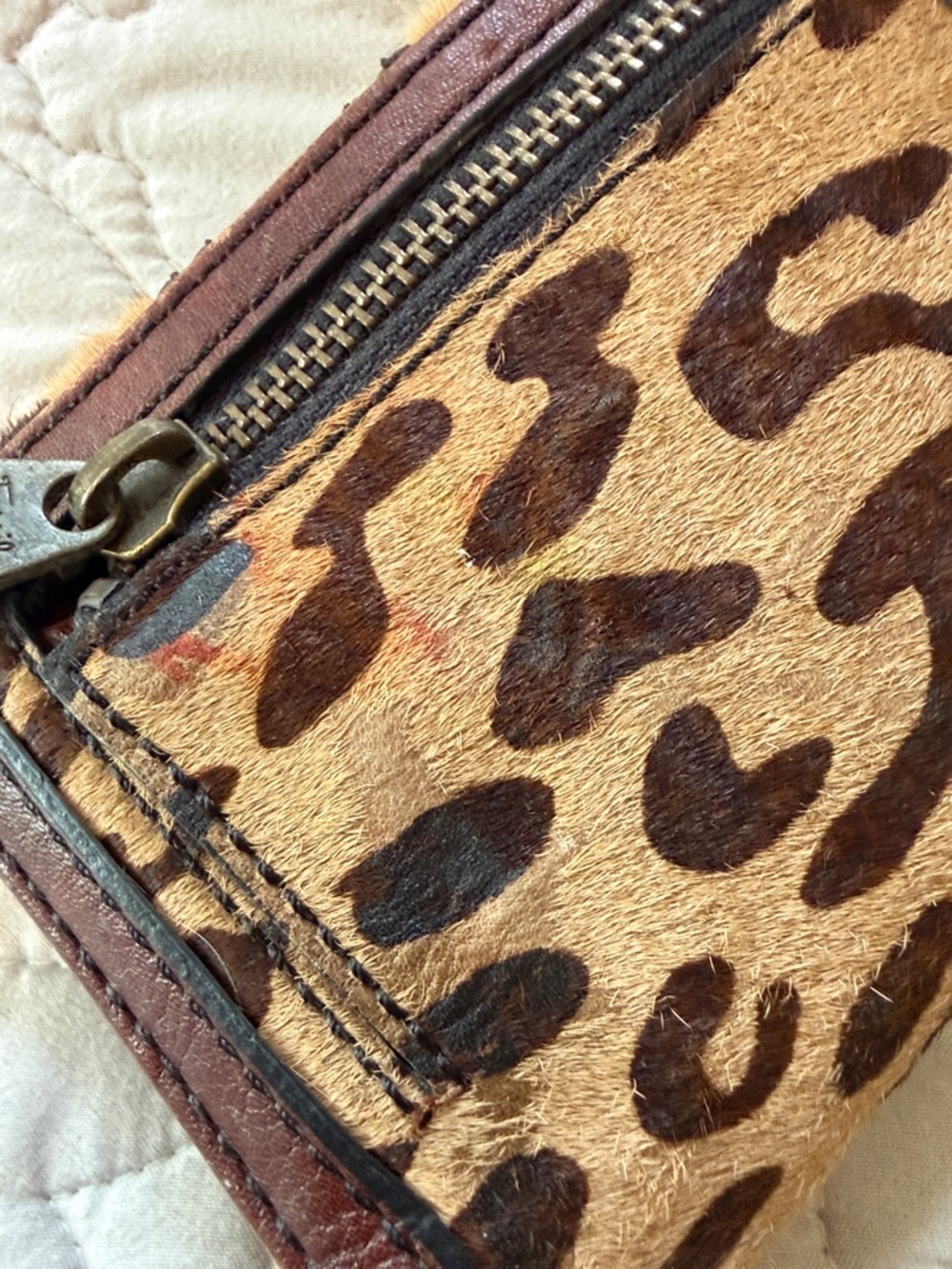 Fossil Leopard Print Calf Hair Trifold Wallet - Picture 5 of 6